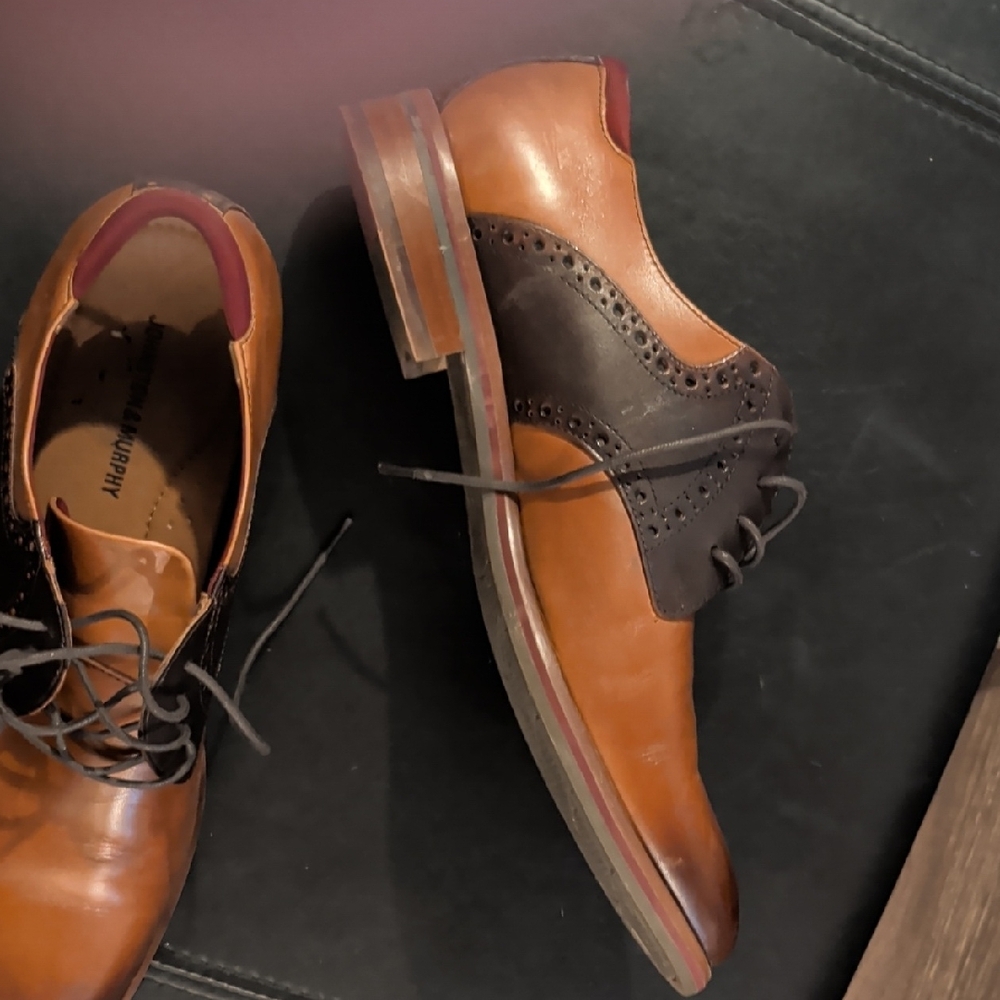 Johnston & Murphy Two-Tone Brown and Black Oxfords - Picture 2 of 3